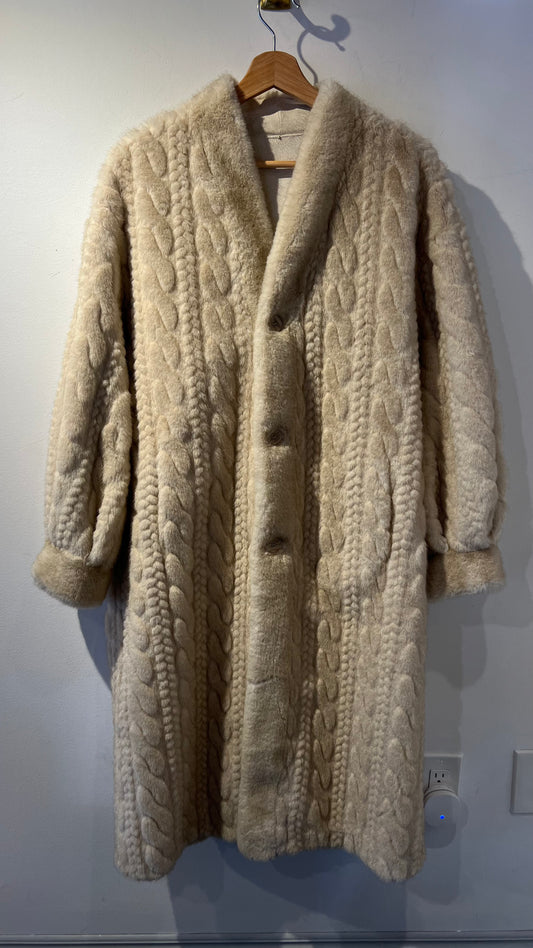 AL- Manteau long en fausse fourrure de vison tricoté