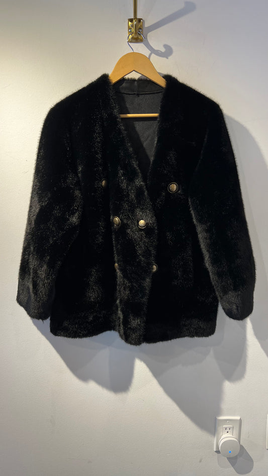 AL- Veste courte en fausse fourrure de vison