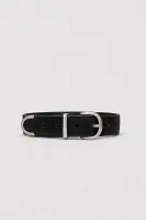 CT3983 Genuine Leather Belt - Black/Silver