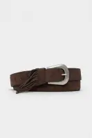 CT4059 Leather Belt with Fringe - Brown