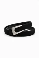 CT4060 Genuine Leather Belt - Black/Silver
