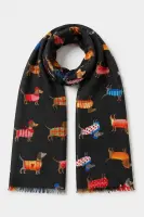 GK6832 Dachshund Print Scarf - Black