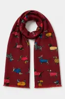 GK6832 Dachshund Print Scarf - Red