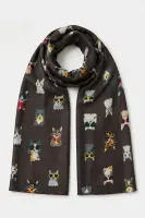 GK6835 Teddy Bear Print Scarf - Brown