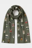 GK6835 Teddy Bear Print Scarf - Military